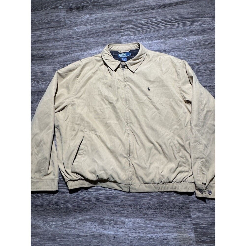 Polo Ralph Lauren Harrington Swing Jacket Mens XL Tan Plaid Lined Windbreaker